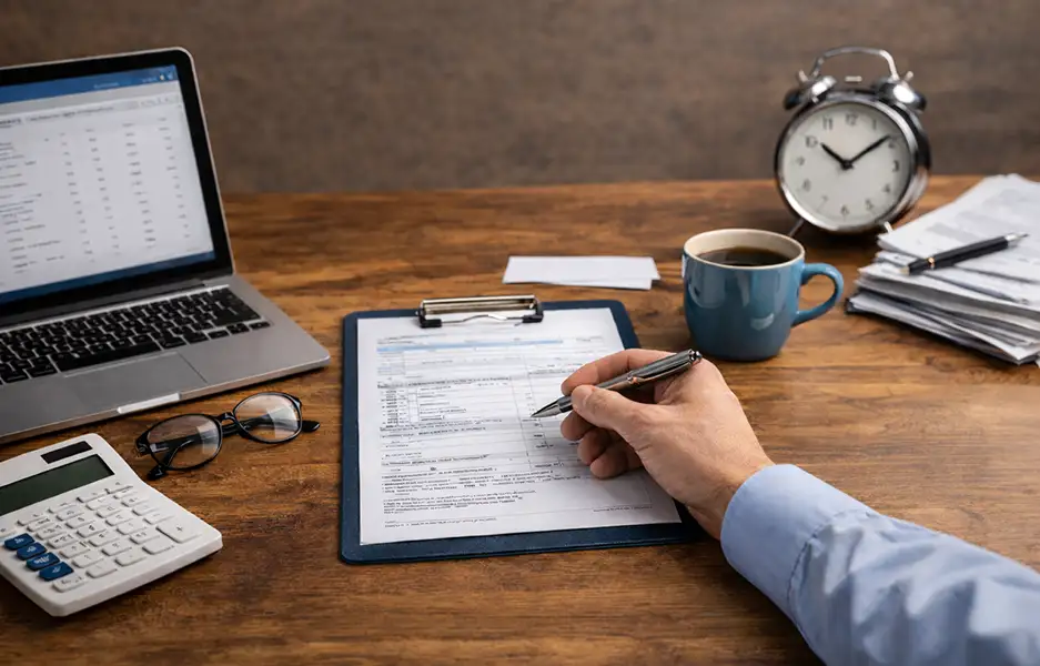 someone working at an office desk