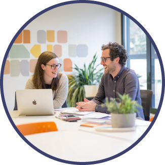 a happy old man with a cup of coffee